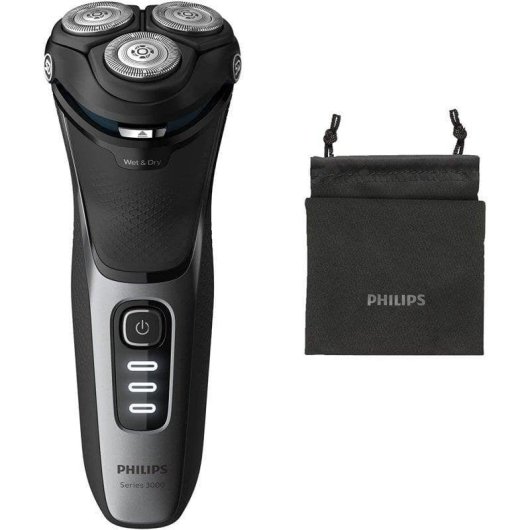 Rasoio Elettrico Viso Philips S3231/52 Senza Filo 60 min Funzionamento a Umido 3 Testine Ricarica Rapida