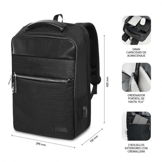 Subblim Business V2 AP Backpack Mochila de Negocios Negra para Portátil hasta 15.6"