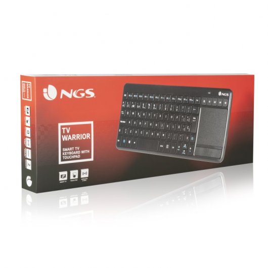 NGS TV Warrior Teclado Sem Fios Touchpad Preto