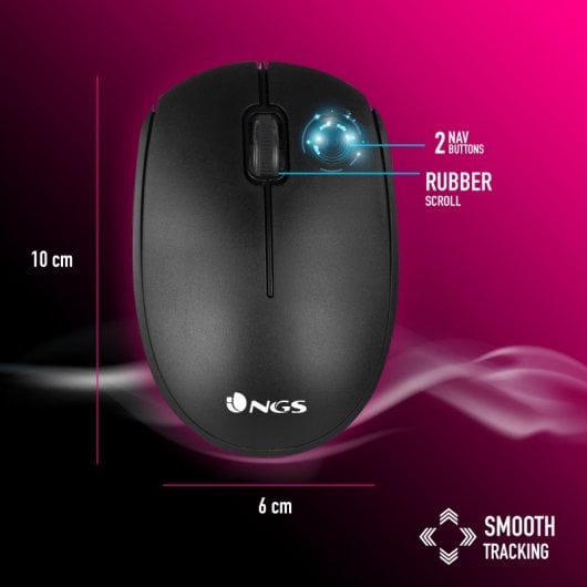 NGS Allure Pack Teclado + Rato 1200 DPI Sem Fios Preto