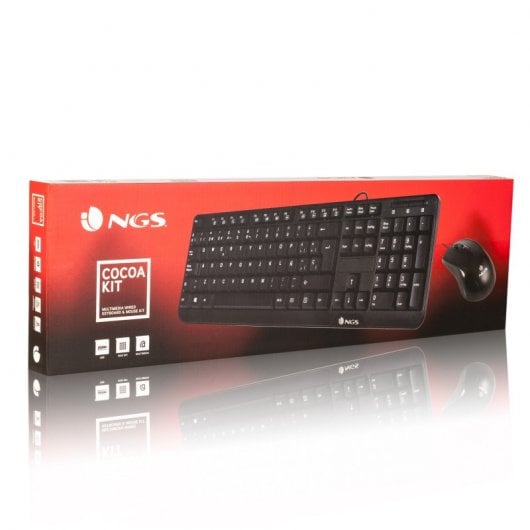 NGS Cocoa Kit, QWERTY, IT clavier Souris incluse USB Italien Noir