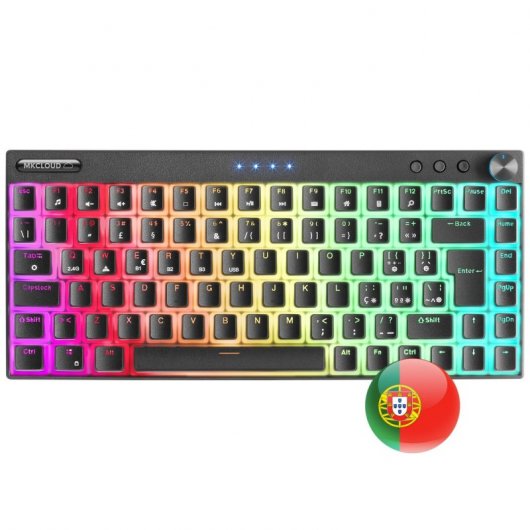 Mars Gaming MKCLOUD Teclado Mecánico Inalámbrico RGB Negro Switch Marrón Portugués