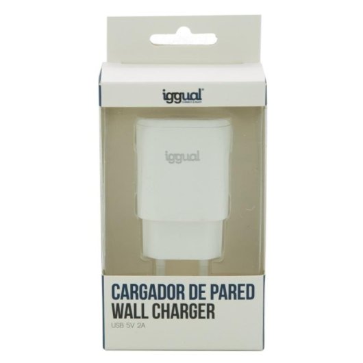 Carregador de parede iggual 1xUSB 5V 2A 10W compacto branco