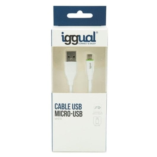 Cabo USB iggual USB-A/Micro-USB 1m Branco TPE USB 2.0