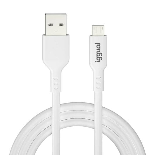 Cabo USB iggual USB-A/Micro-USB 1m Branco TPE USB 2.0