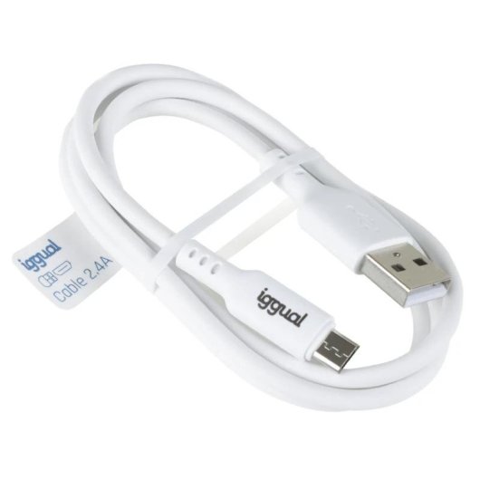 Cabo USB iggual USB-A/Micro-USB 1m Branco TPE USB 2.0