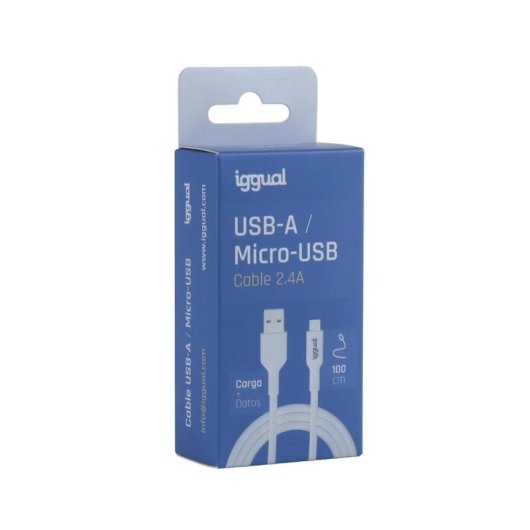 Cabo USB iggual USB-A/Micro-USB 1m Branco TPE USB 2.0