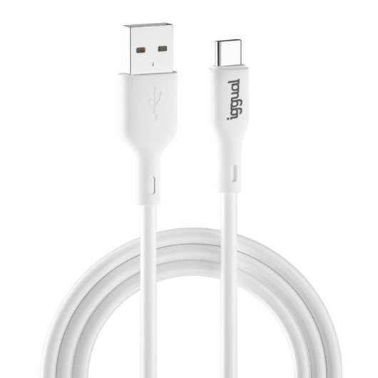 Cabo USB iggual Q3.0 USB-A para USB-C 1m Branco Carregamento Rápido