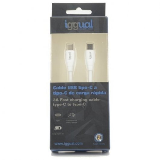 Iggual Cable USB-C/USB-C Quickcharge 3.0 1m Blanco