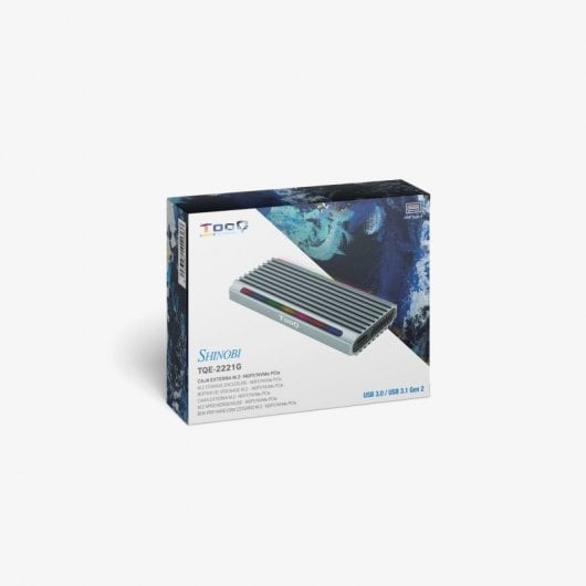 TooQ Shinobi Custodia SSD esterna M.2 NGFF/NVMe USB-A 3.1 Gen2 RGB Grigio