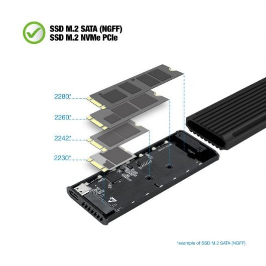 TooQ Shinobi Custodia SSD esterna M.2 NGFF/NVMe USB-C 3.1 Gen2 RGB Nero