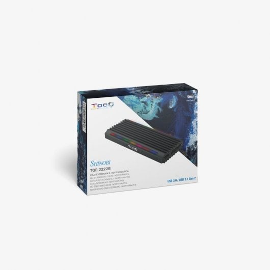 TooQ Shinobi Custodia SSD esterna M.2 NGFF/NVMe USB-C 3.1 Gen2 RGB Nero