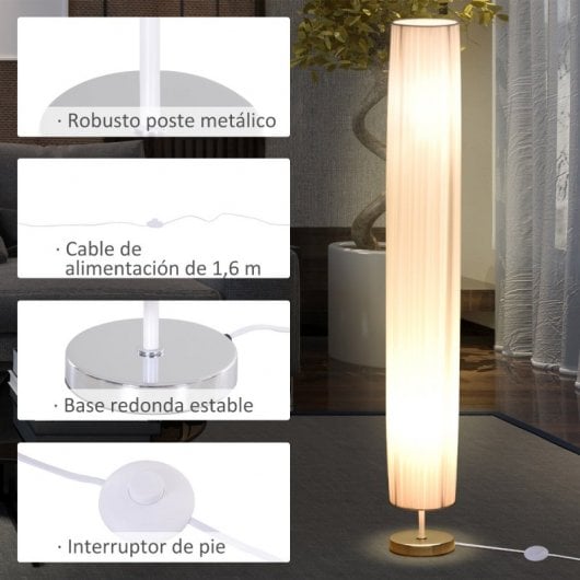 HOMCOM Lámpara de Pie Moderna para Salón y Dormitorio con Base de Acero 120cm