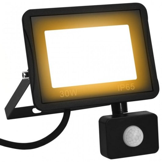 vidaXL Foco LED com sensor 30 W branco quente