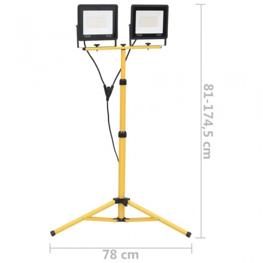 vidaXL Foco LED con trípode 2x100 W blanco cálido