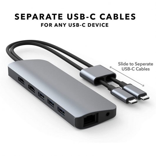 Hyper VIPER HUB USB-C 10 in 2 PD 60W Grigio siderale