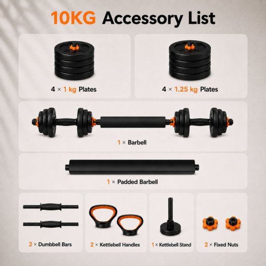 Xiaomi FED Kit de Mancuernas V2 + Barra + Pesa Rusa 10Kg