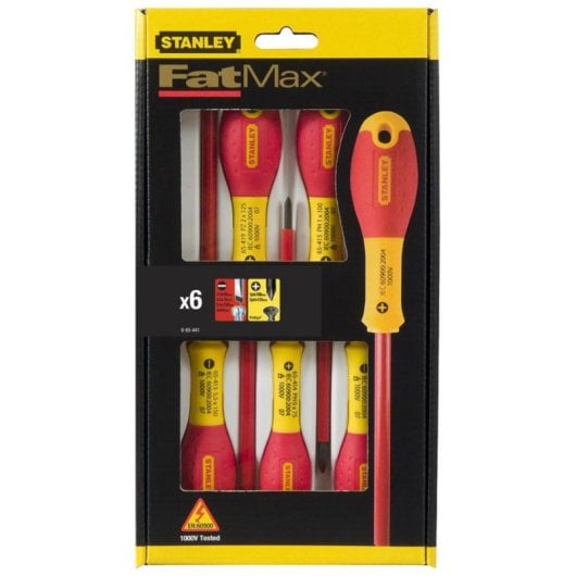 Tournevis Stanley 0-65-441 FatMax isolé 6 pièces poignée ergonomique