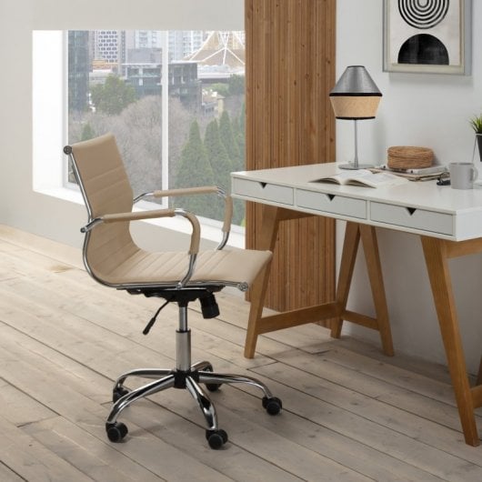 VS Venta-Stock Croma Sillón de Oficina Reclinable de Piel Sintética Taupe