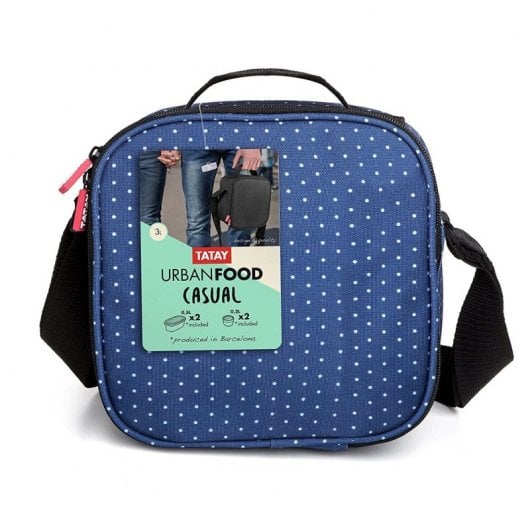 TATAY Urban Food Sac de transport thermique décontracté pour aliments 3 L avec récipients à pois bleu