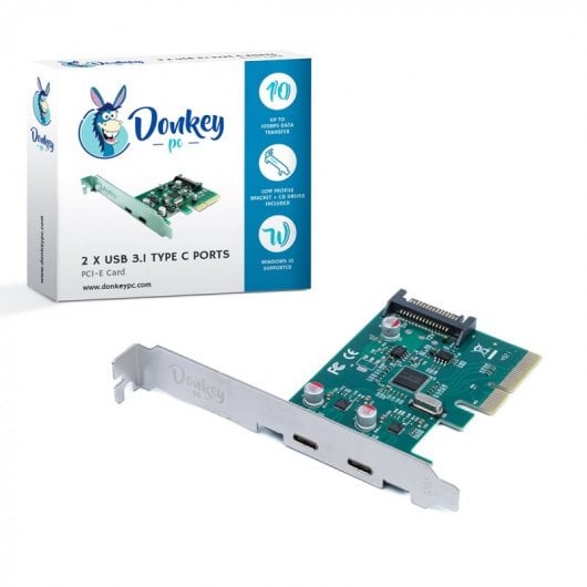 Donkey Pc Placa de Expansão PCIe 2xUSB-C 3.1