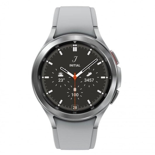 Samsung Galaxy Watch4 Classic Bluetooth GPS NFC 46mm Super AMOLED Argent Gris M Étanche IP68 SpO2 ECG