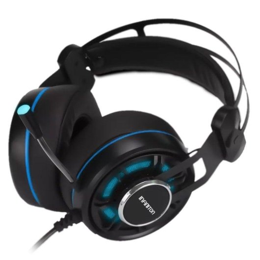 Auriculares Infiniton GHS-IX com fio USB Gaming Cancelamento de Ruído LED Preto