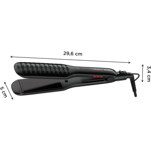 Prancha de Cabelo Cerâmica Turmalina Rowenta Extra Liss SF411LF0 230ºC 6 Definições Placas Largas Desligar Automático Visor LED Preto