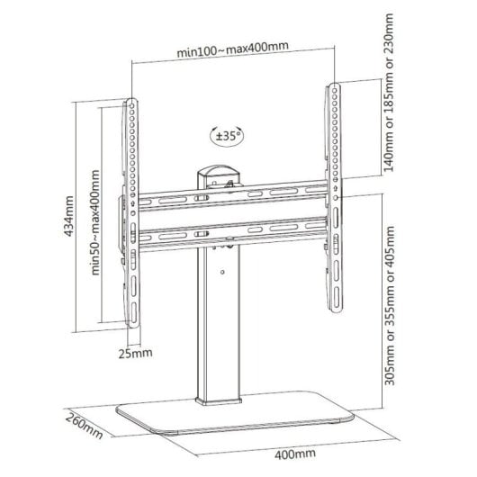 Equip Soporte TV 32"-55" Rotación 35 Max VESA 400x400 hasta 40Kg