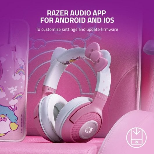 Cuffie da gioco wireless Razer Kraken Bluetooth Kitty bianche/rosa