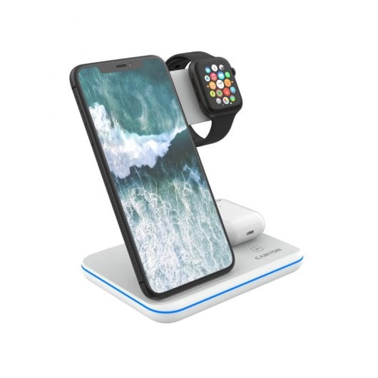 Canyon Cargador Inalámbrico Qi 3 en 1 Blanco