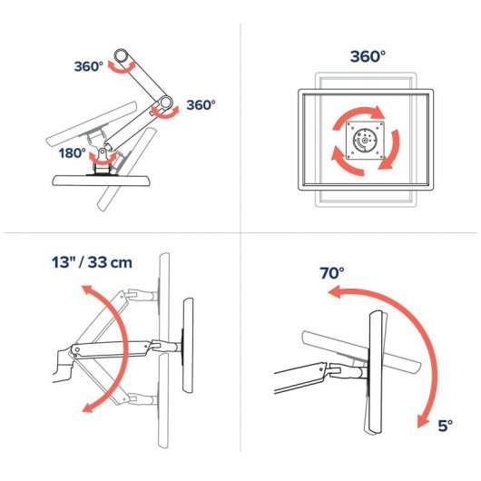 Ergotron LX Soporte Brazo de Pared para TV/Monitor hasta 34" VESA 100x100 Máx 11.3kg Aluminio