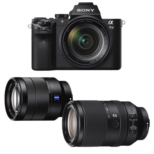 Sony Pack Alpha 7 Mark II 24.3MP WiFi + Objetivos SEL 24-70mm F4 ZA OSS + FE 70-300mm f/4.5-5.6 G OSS