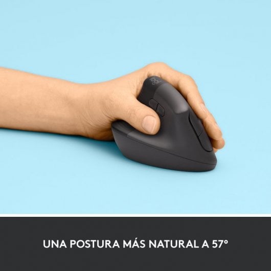 Logitech Lift Left Mouse Ergonomico Verticale, per Mancini, Senza Fili, Bluetooth o Logi Bolt USB, Clic Silenziosi, 4 Tasti, Compatibile con Windows / macOS / iPadOS, Laptop, PC. Grafite