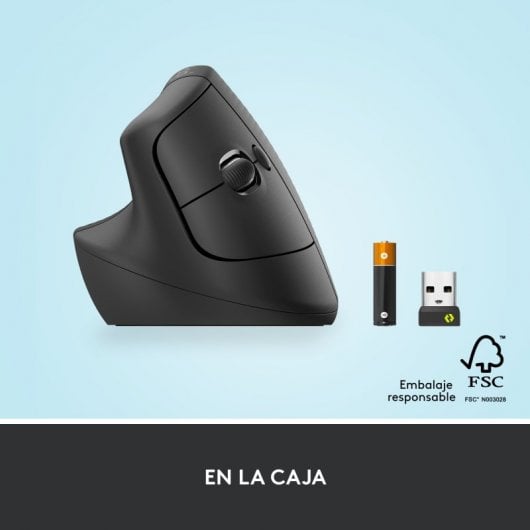 Logitech Lift Left Mouse Ergonomico Verticale, per Mancini, Senza Fili, Bluetooth o Logi Bolt USB, Clic Silenziosi, 4 Tasti, Compatibile con Windows / macOS / iPadOS, Laptop, PC. Grafite