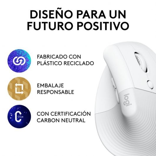 Logitech Lift Mouse Ergonomico Verticale, Senza Fili, Ricevitore Bluetooth o Logi Bolt USB, Clic Silenziosi, 4 Tasti, Compatibile con Windows / macOS / iPadOS, Laptop, PC. Bianco