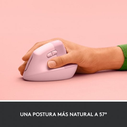 Logitech Lift Mouse Ergonomico Verticale, Senza Fili, Ricevitore Bluetooth o Logi Bolt USB, Clic Silenziosi, 4 Tasti, Compatibile con Windows / macOS / iPadOS, Laptop, PC. Rosa