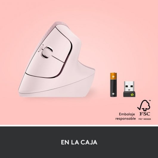 Logitech Lift Mouse Ergonomico Verticale, Senza Fili, Ricevitore Bluetooth o Logi Bolt USB, Clic Silenziosi, 4 Tasti, Compatibile con Windows / macOS / iPadOS, Laptop, PC. Rosa