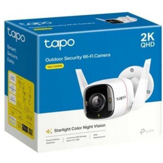Tapo C320WS Cámara de Vigilancia Exterior, 2K QHD, Detección IA Gratuita, Visión Nocturna a Color