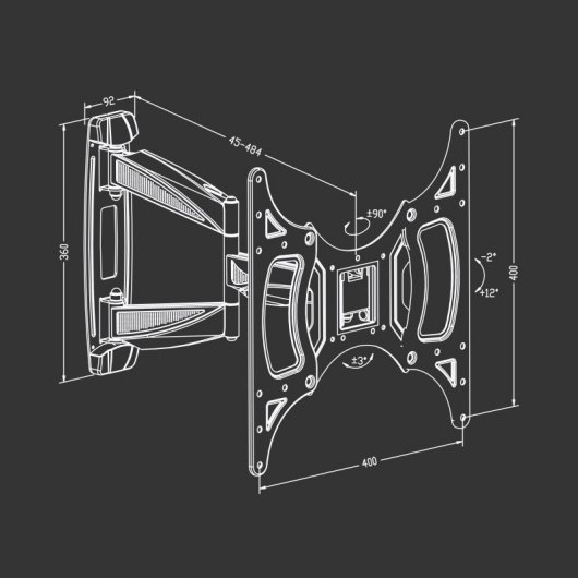 TM Electron TMSLC141 Supporto da parete girevole/inclinabile per TV 26"-50" VESA 400x400 max. 30Kg