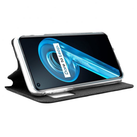Étui à rabat noir lisse et cool pour Realme 9i