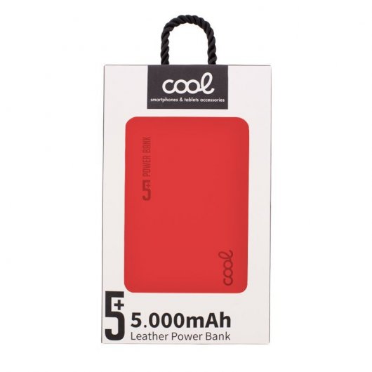 Cool Power Bank 5000mAh Leather Rojo