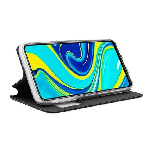 Cool Funda Flip Cover Liso Negro para Xiaomi Redmi Note 9S/Note 9 Pro