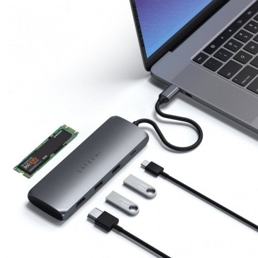 Satechi ST-UCHSE Hub Adaptador USB 3.0 Multipuertos Gris Espacial