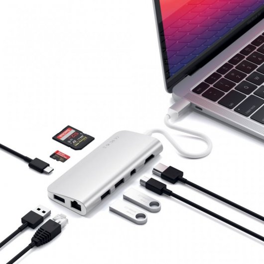 Satechi ST-TCMM8PAS Adaptateur multiport USB 3.0 Hub Argent