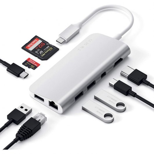 Satechi ST-TCMM8PAS Adaptateur multiport USB 3.0 Hub Argent