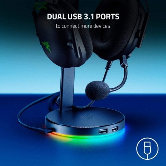 Supporto per cuffie hub USB Razer Base Station V2 Chroma Quartz