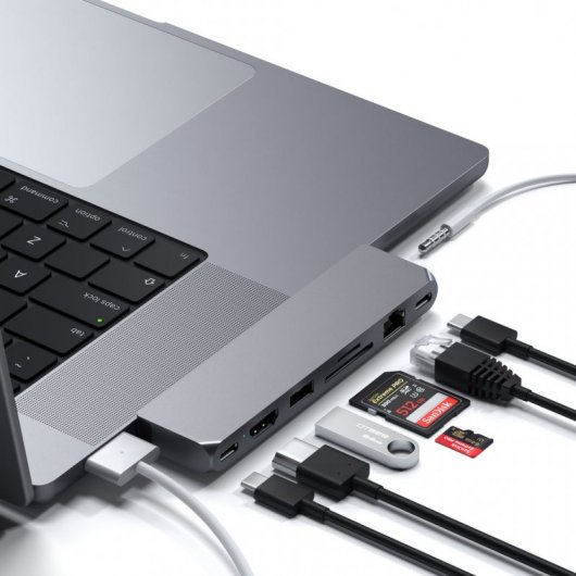 Satechi ST-UCPHMX Hub Adaptador Pro Max Tipo C Thunderbolt Ethernet Prateado