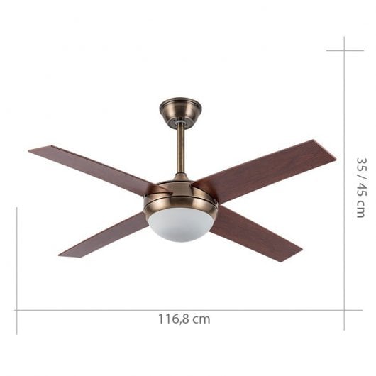 Fabrilamp Ciro Ventoinha de Teto com Motor DC Comando e Pás Reversíveis Cerejeira/Nogueira