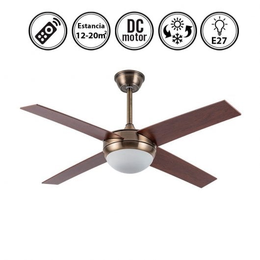 Fabrilamp Ciro Ventoinha de Teto com Motor DC Comando e Pás Reversíveis Cerejeira/Nogueira